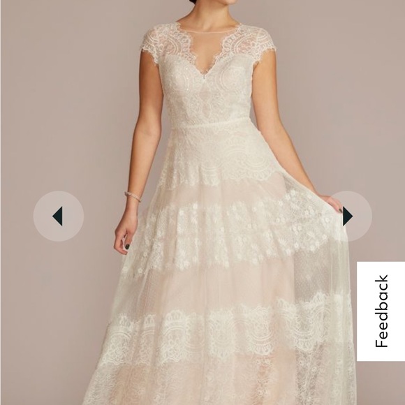 Wedding Dress “High Neck cap sleeve lace a line” - Picture 2 of 3